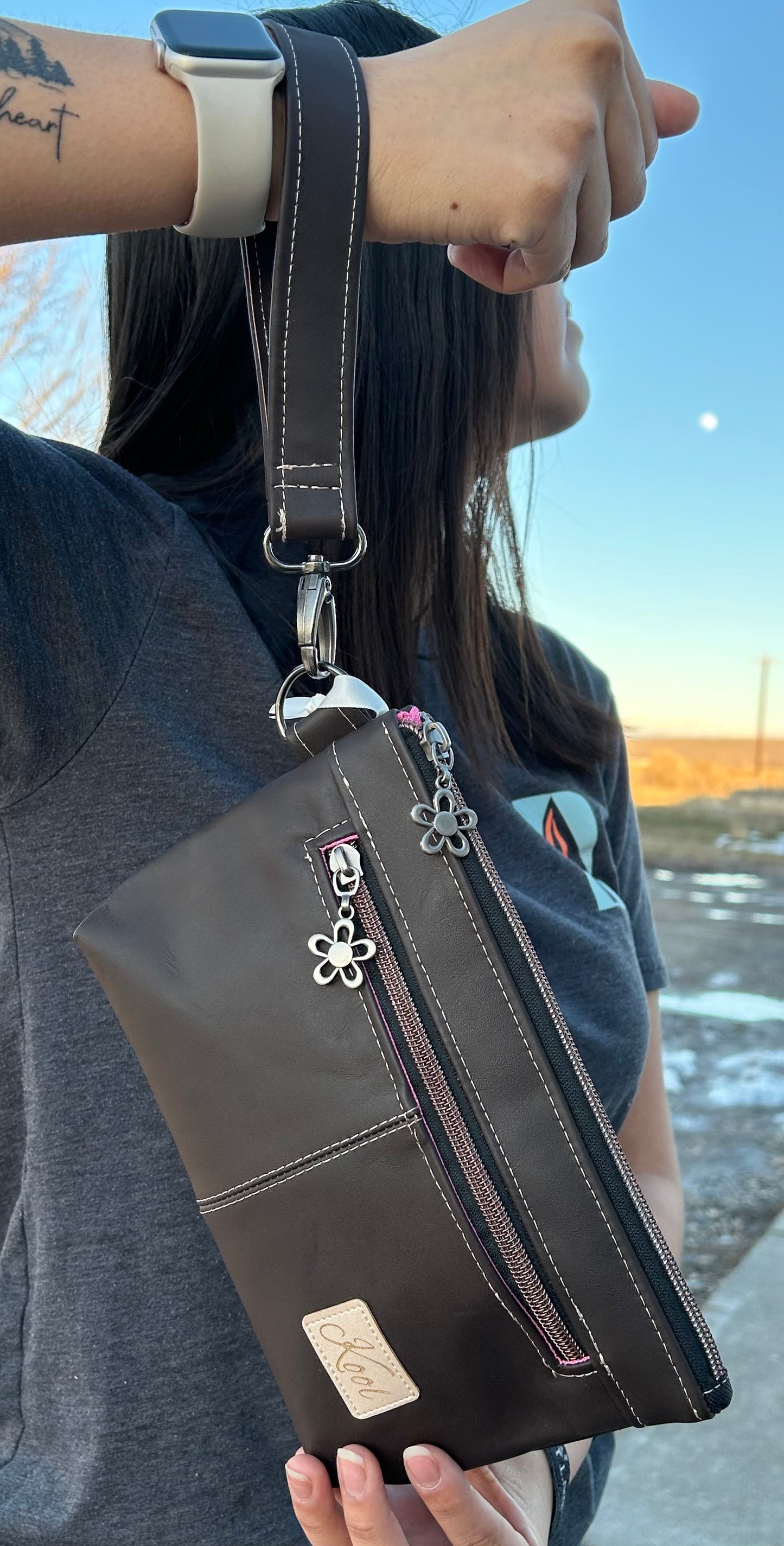 Leather Wristlet Bag